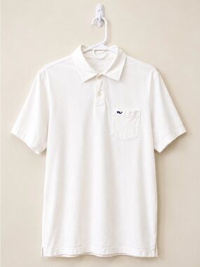 Vineyard Vines Men's White Short-Sleeve Polo with Pocket